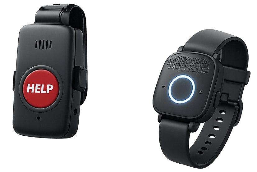 Collection of Swift Response Alert medical devices – pendants, bracelets, and wearable help buttons