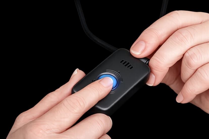 Step 1: Press and hold the call button on Belle X2 medical alert device for 3 seconds