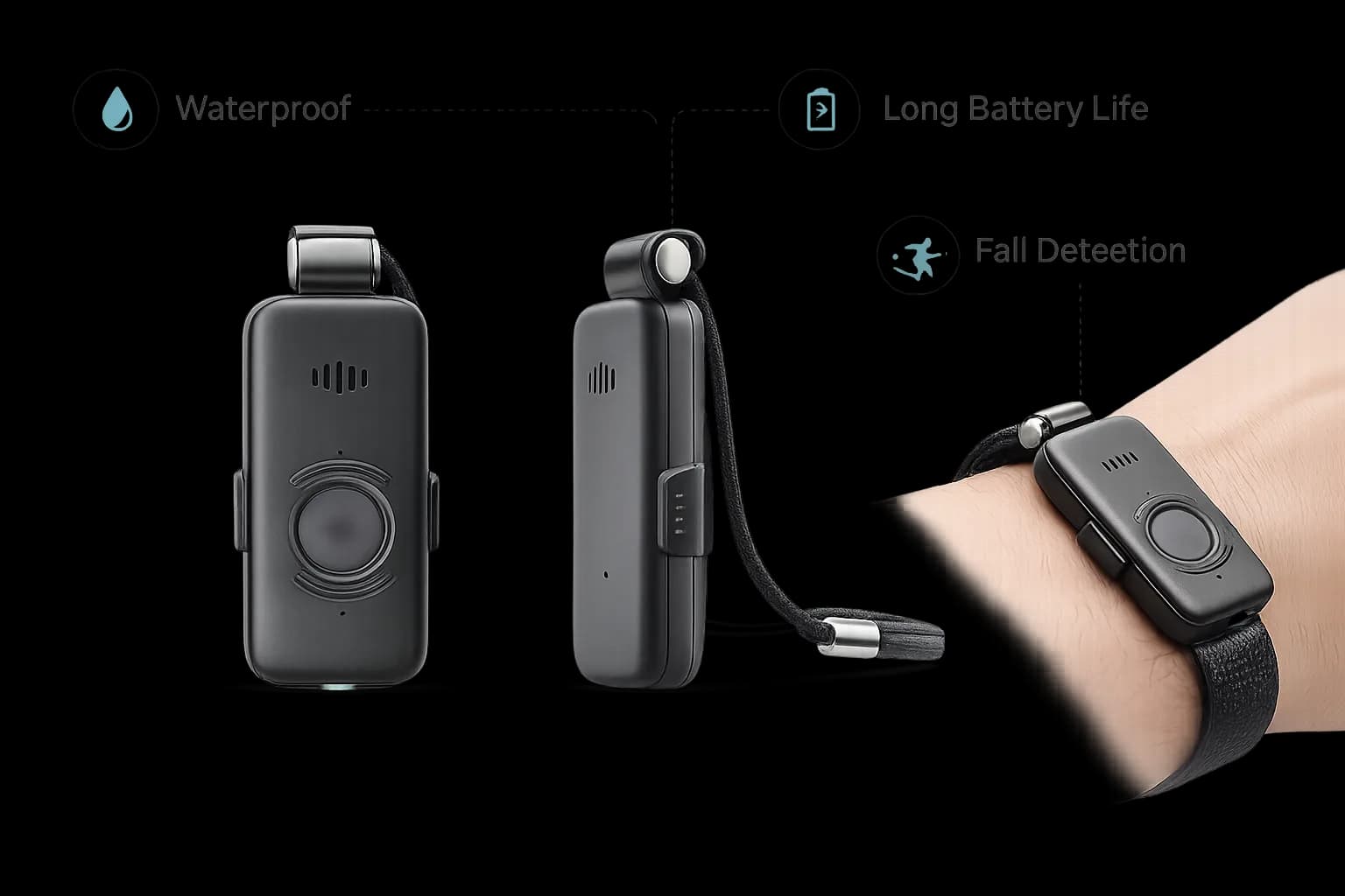 Ergonomic medical alert device design – easy to hold, large button, comfortable for seniors